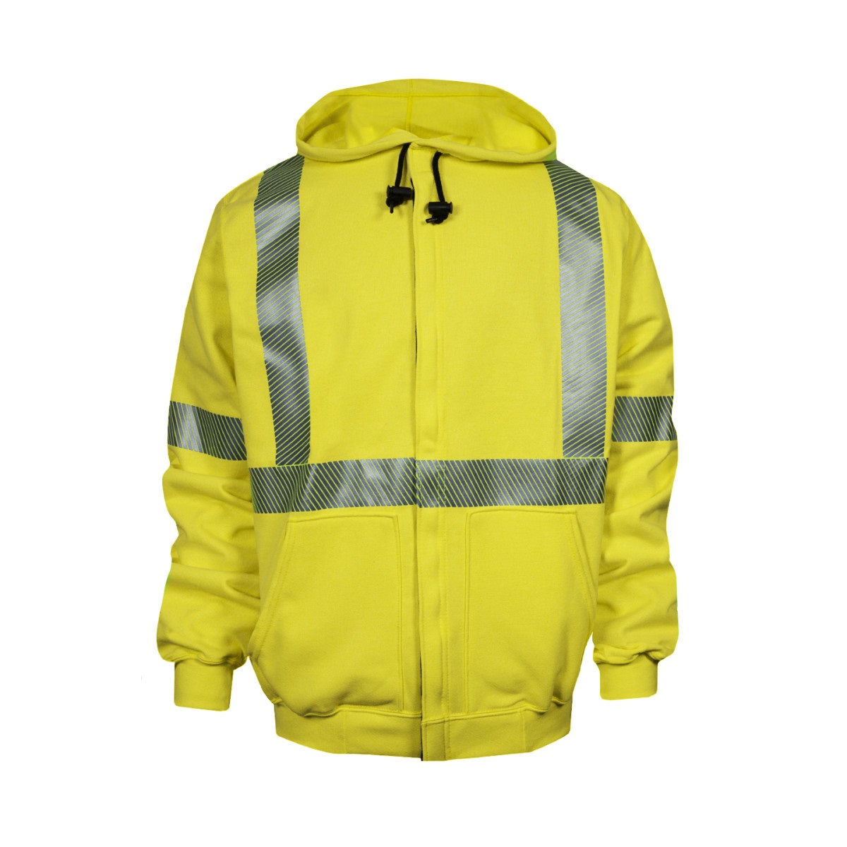 Hi-Vis FR Hooded Sweatshirt with Zipper in Fluorescent Yellow